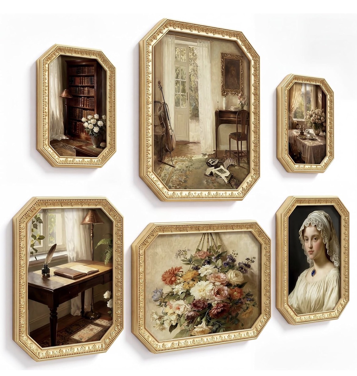 Novabright 6 Pcs Ornate Gold Vintage Picture Frames